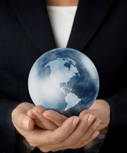 Businesswoman with America in her hands